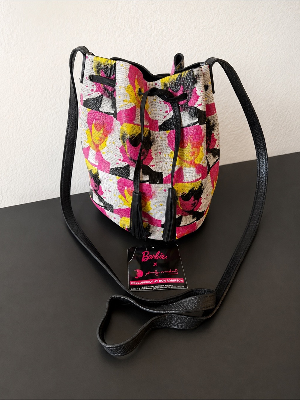 Barbie x Andy Warhol Shaffer Greta Leather Bucket Bag Ron Robinson RARE